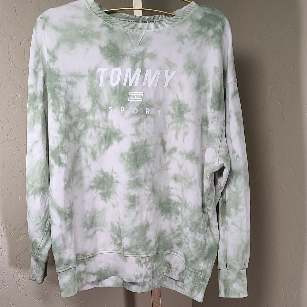 Tommy Sport Green Tie-Dye Sweatshirt‎ Size Small